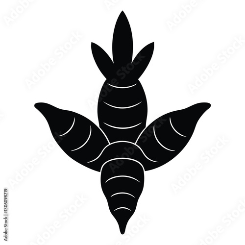 Minimalist turmeric plant silhouette vector for spice designs