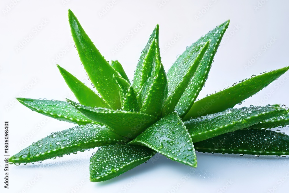 A single succulent plant with dewdrops on its leaves, isolated on a pristine white background. A single succulent plant with dewdrops on its leaves, isolated on a pristine white background.