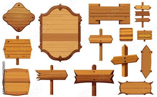木製看板ベクターイラストセット