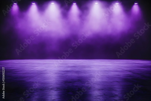 Obraz na płótnie Abstract Purple Stage Background With Spotlights Lighting And Smoke w salonie