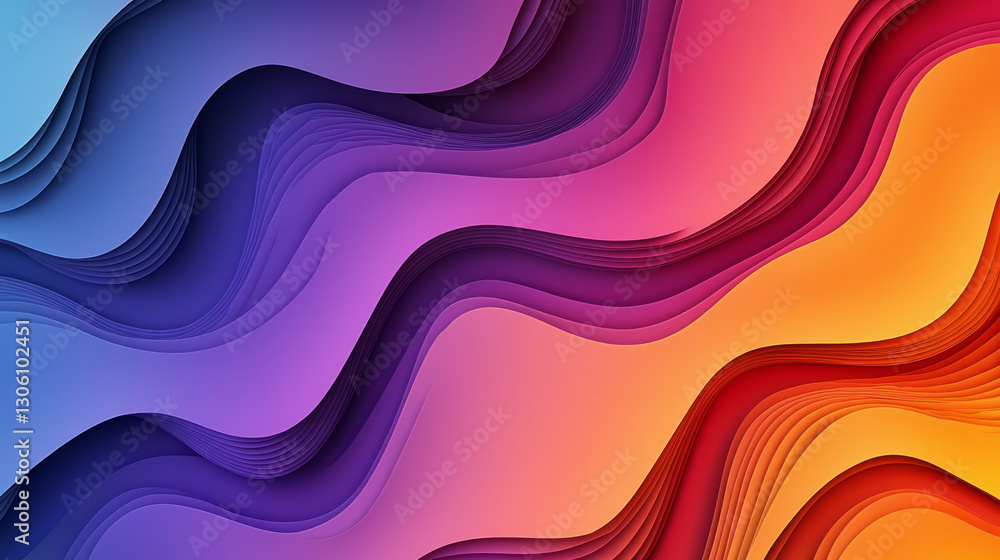 Abstract background with colorful, wavy layers, gradients of purple, blue, orange, and red, generative AI Abstract background with colorful, wavy layers, gradients of purple, blue, orange, and red, generative AI
