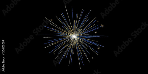 Wallpaper Mural Abstract Star Burst Illustration In Gold And Blue With Dark Black Torontodigital.ca