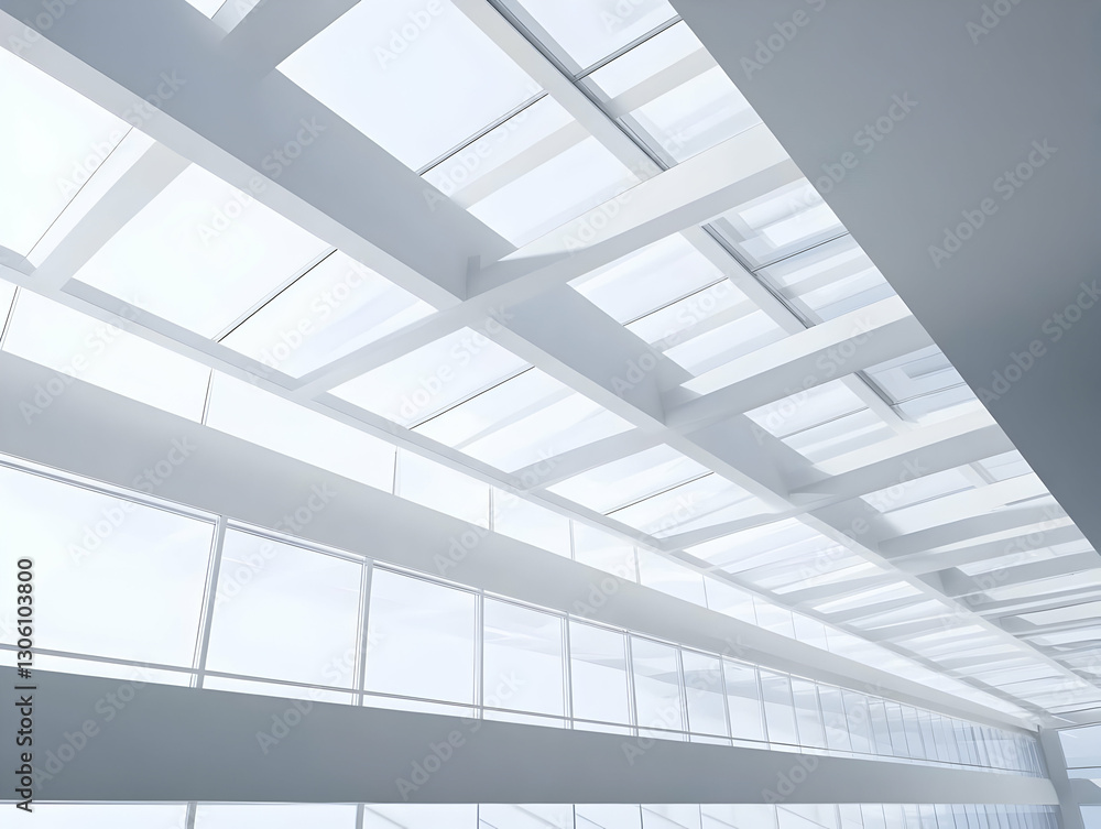 Abstract White Building Ceiling Geometric Design 3D Illustration Abstract White Building Ceiling Geometric Design 3D Illustration