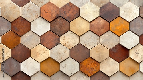Artistic hexagon tile arrangement modern interior high-quality image contemporary style captivating design texture focus