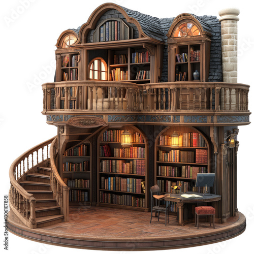 Wallpaper Mural Fantasy Library Interior With Books. Perfect For Fantasy Book Lovers Torontodigital.ca