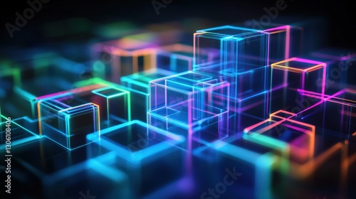 Abstract digital art piece artistic expression digital environment colorful geometry conceptual viewpoint vibrant creativity