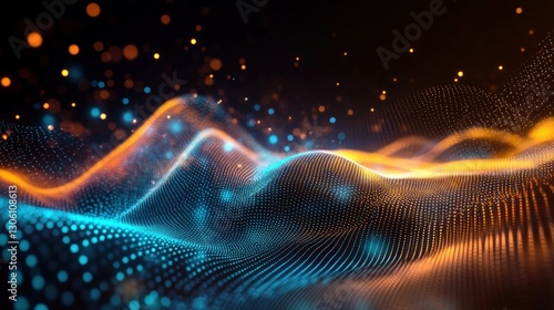 Abstract digital waves dark environment digital art surreal landscape abstract concept for seo impact