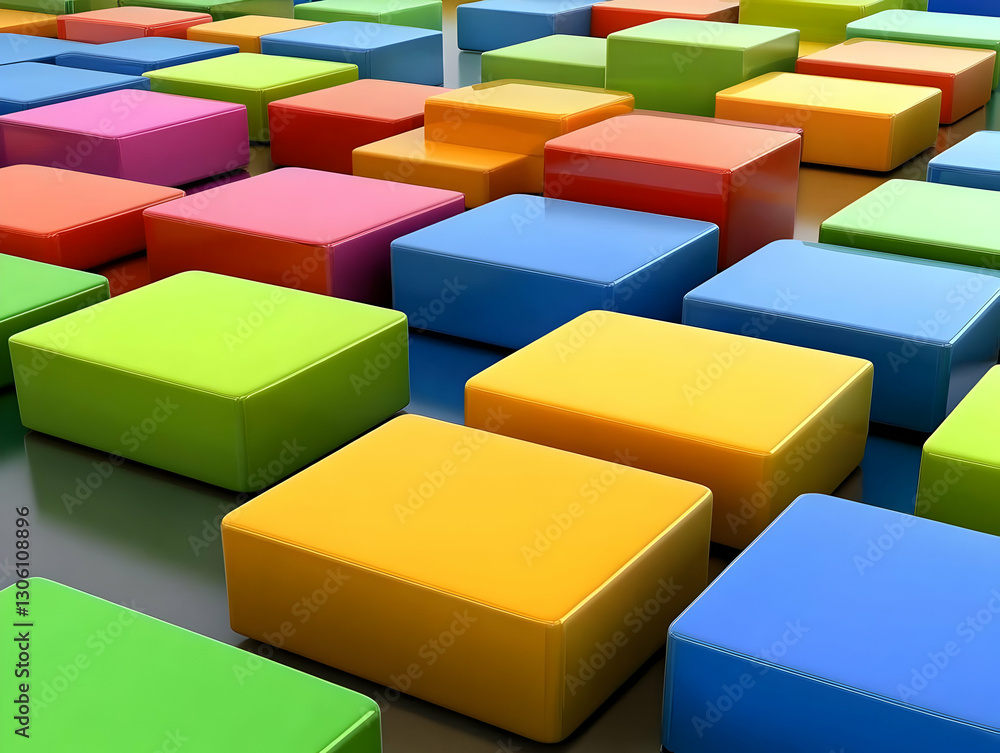 Colorful 3D Cubes Abstract Illustration Background With Shadow and Colorful 3D Cubes Abstract Illustration Background With Shadow and