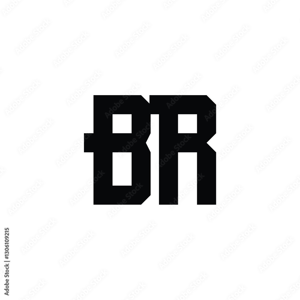 Obraz premium BR monogram logo design letter text name symbol monochrome logotype alphabet character simple logo