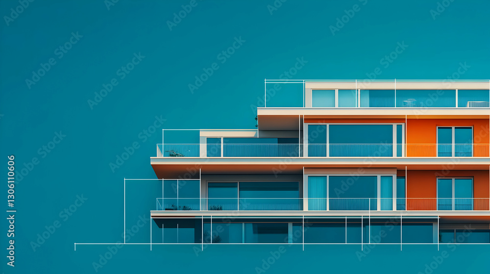 Fototapeta premium Modern Apartment Building Illustration