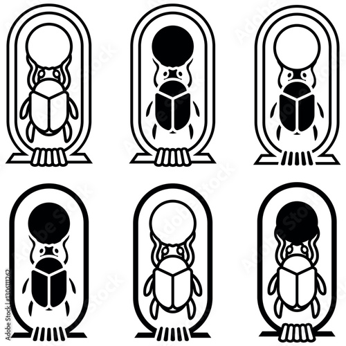 Egyptian hieroglyph scarab with sun disk