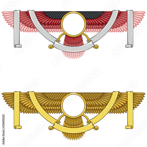 Zoroastrian winged solar disk with ribbon