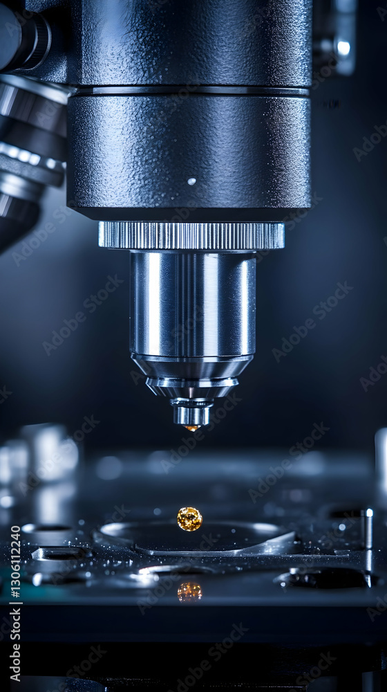 Detailed Realistic Photo of a Microscope with Blue and Yellow Detailed Realistic Photo of a Microscope with Blue and Yellow