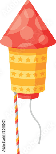 Firecracker skyrocket colorful pyrotechnics vector illustration