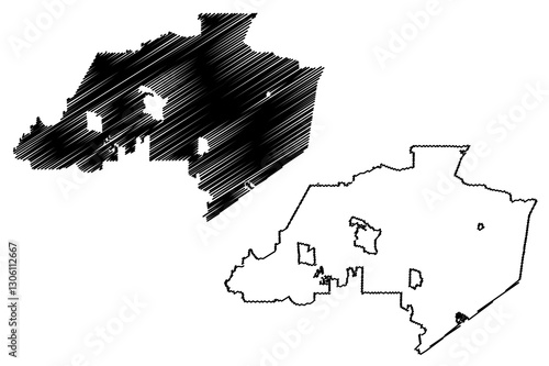 Thousand Oaks City, California (United States cities, United States of America, usa city) map vector illustration, scribble sketch City of Thousand Oaks map