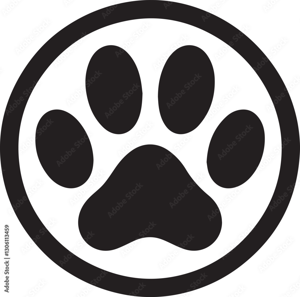 black and white dog, dog paw silhouette vector icon black and white black and white dog, dog paw silhouette vector icon black and white