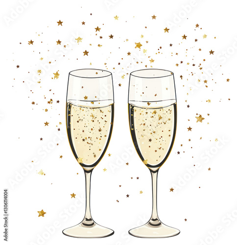Wallpaper Mural PNG 2 glasses of champagne illustration drink stars. Torontodigital.ca