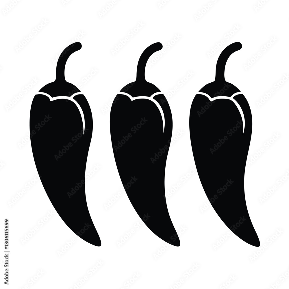 Chili Group Silhouette Icon with Dynamic Pepper Shapes for Bold, Modern Design Chili Group Silhouette Icon with Dynamic Pepper Shapes for Bold, Modern Design