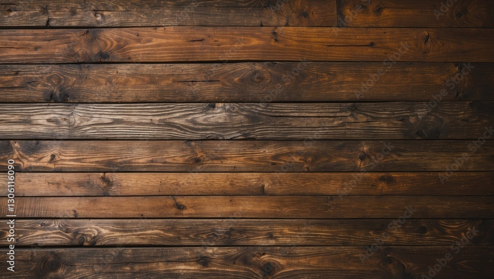 Naklejka premium Rustic Wooden Plank Background with Dark Stained Finish for Textures and Design Elements