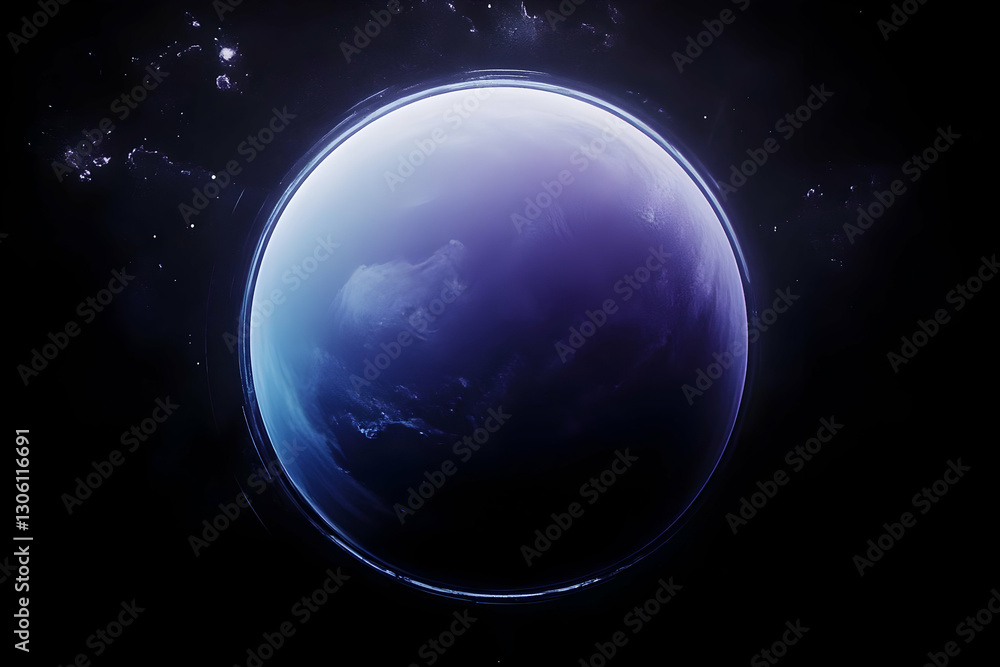 Fototapeta premium Glowing Blue Planet In Space Illustration With Stars And Dark