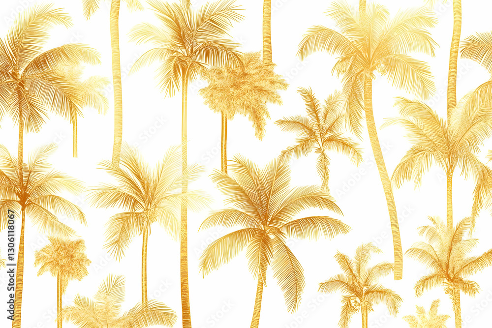 Fototapeta premium Golden Palm Trees Abstract Background Illustration With Tropical