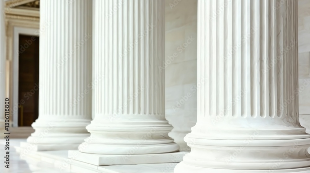 Elegant White Ionic Columns Classical Architecture Marble Pillars Building Facade Grec Elegant White Ionic Columns Classical Architecture Marble Pillars Building Facade Grec
