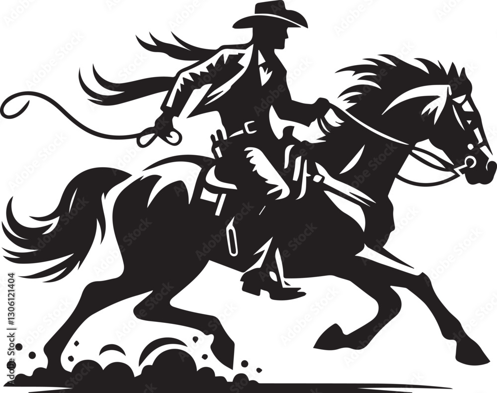 custom made wallpaper toronto digitalhorse and rider, cowboy horse silhouette vector icon black and white eps file