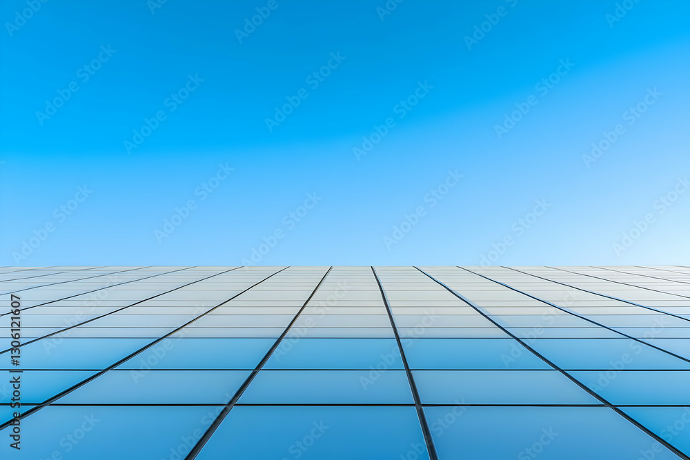 Modern Building Facade, Blue Glass Panels, Abstract Background Illustration Modern Building Facade, Blue Glass Panels, Abstract Background Illustration