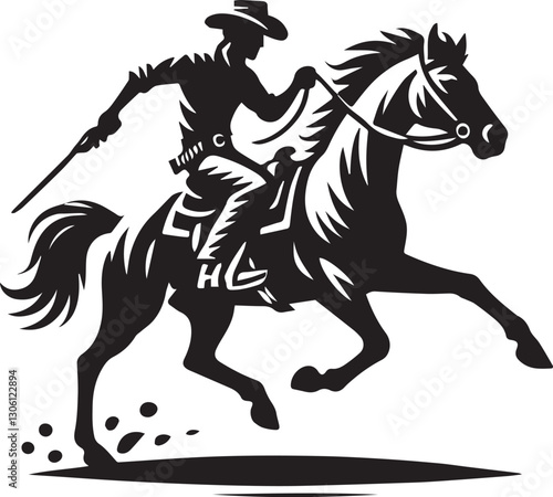 Wallpaper Mural horse and rider, cowboy horse silhouette vector icon black and white eps file Torontodigital.ca
