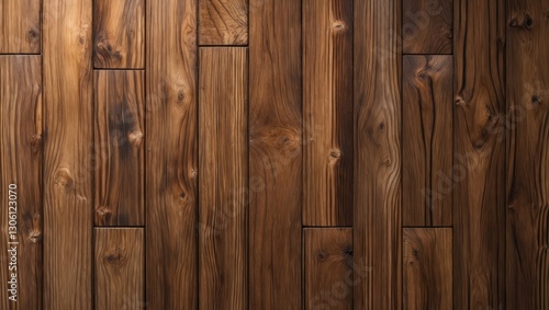 Brown wooden texture background featuring natural grain patterns and variations in color, ideal for design and decoration projects.