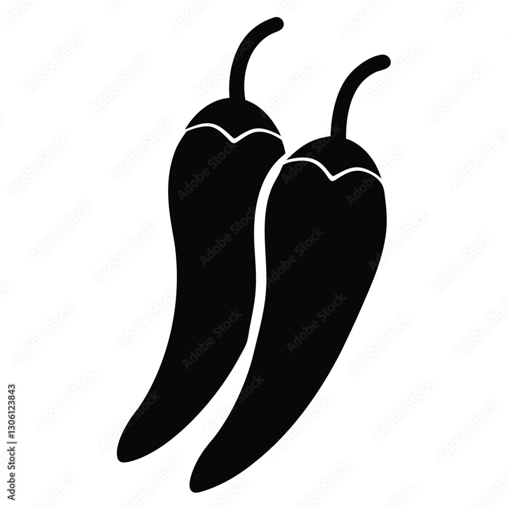 Chili Silhouette Icon with Pepper Shape for Cooking and Branding Use Chili Silhouette Icon with Pepper Shape for Cooking and Branding Use