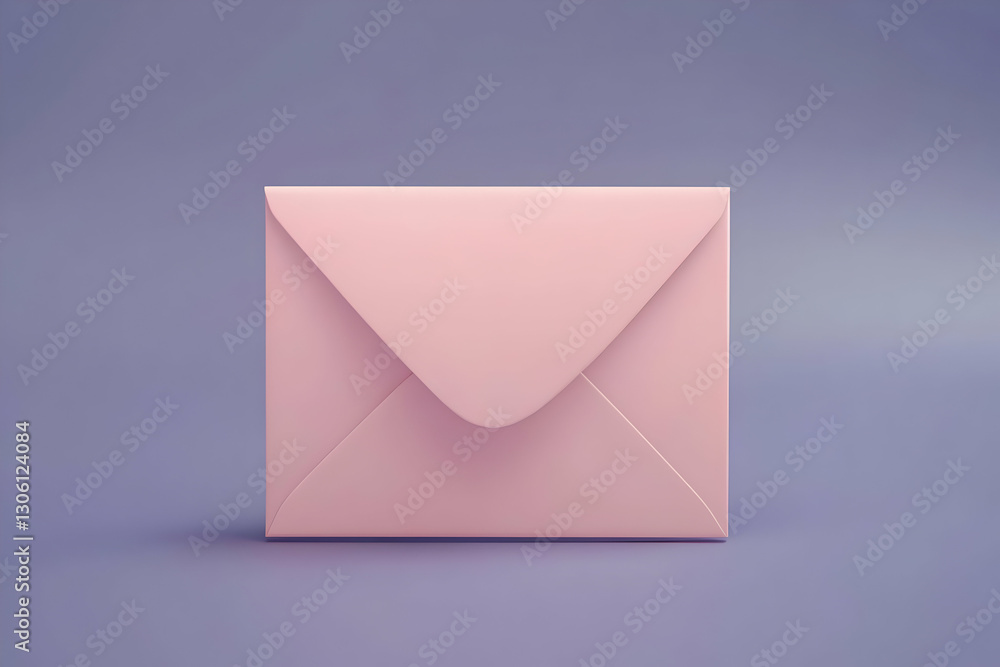 Minimalist Pink Envelope On Purple Background Realistic Illustration Minimalist Pink Envelope On Purple Background Realistic Illustration