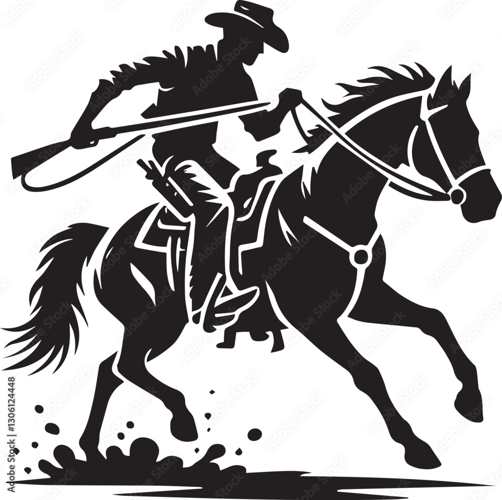 horse and rider, cowboy horse silhouette vector icon black and white eps file horse and rider, cowboy horse silhouette vector icon black and white eps file