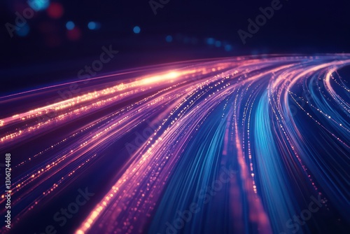 A tech-inspired image of light data lines racing across the scene, symbolizing the speed and efficiency of modern internet data transmission.