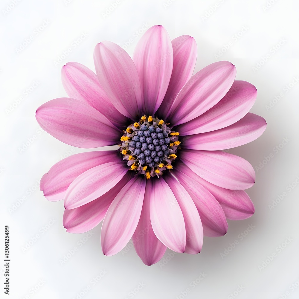 Exquisite Pink Flower in Full Bloom on a Pristine White Background Exquisite Pink Flower in Full Bloom on a Pristine White Background