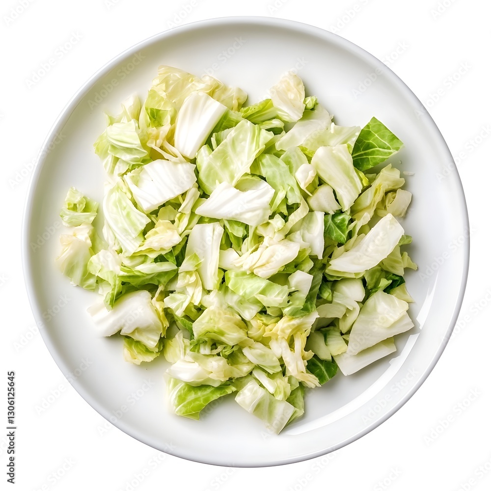 Chopped Cabbage on White Plate for Healthy Salad or Cuisine Chopped Cabbage on White Plate for Healthy Salad or Cuisine