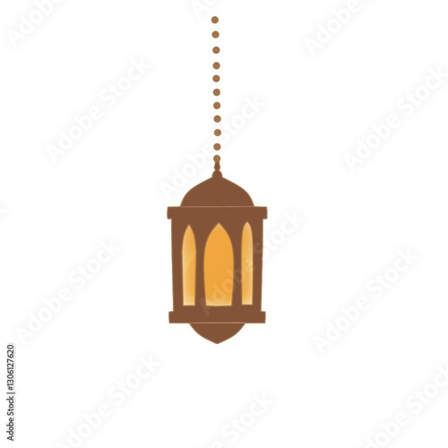 animated cartoon illustration of eid al-fitr characters with lamp decoration. this lamp can blink. photo