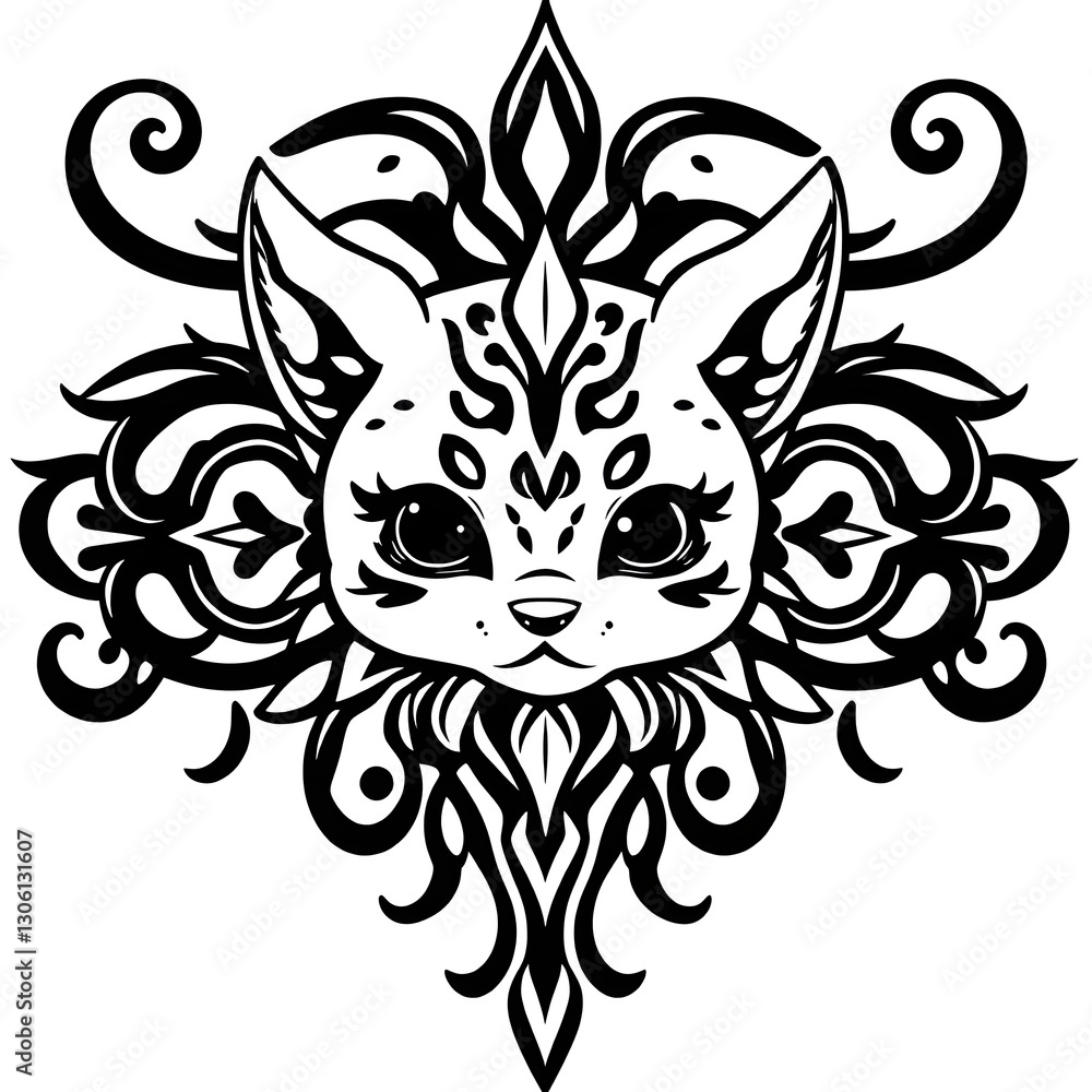Fototapeta premium Bold Black Tribal Symmetrical Tattoo Design 