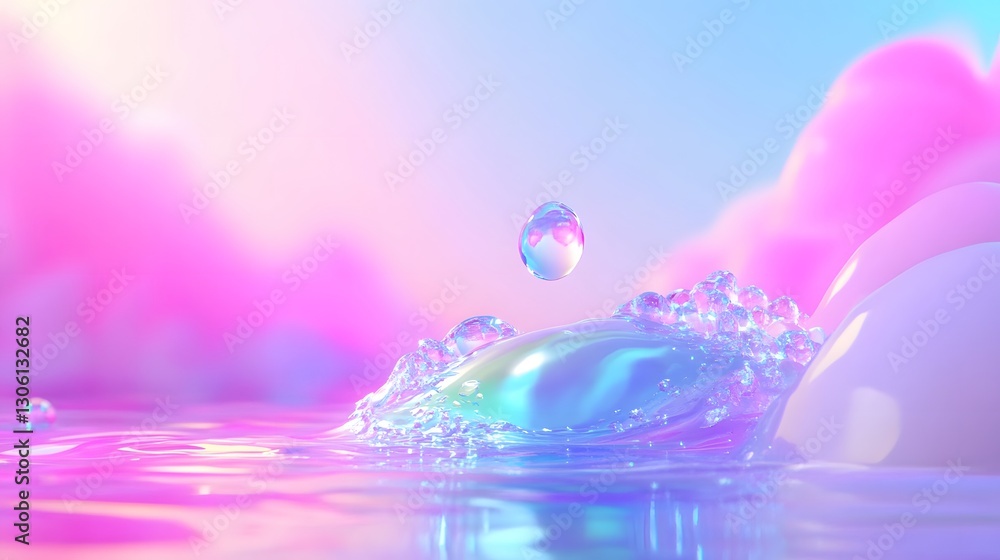 Abstract Pastel Liquid Drop Impact with Bubbles Abstract Pastel Liquid Drop Impact with Bubbles