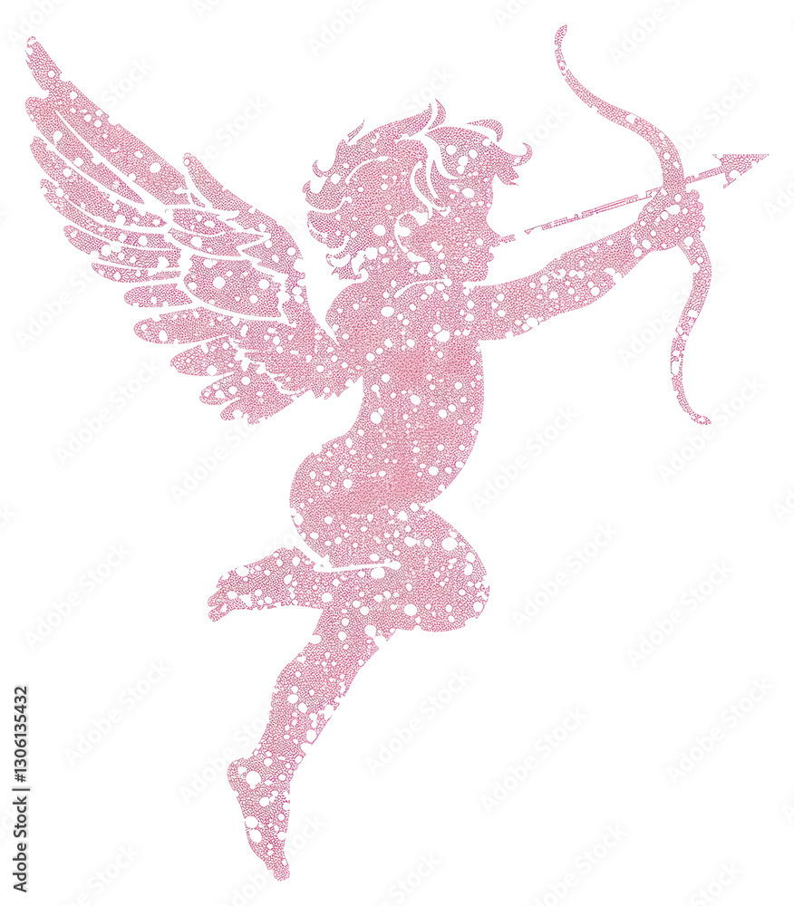Fototapeta premium PNG Pink Cupid Silhouette Illustration