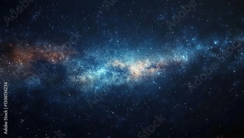 A stunning panoramic view of the Milky Way galaxy, showcasing its vast expanse and intricate patterns in deep space. The stars twinkle against an infinite black backdrop,