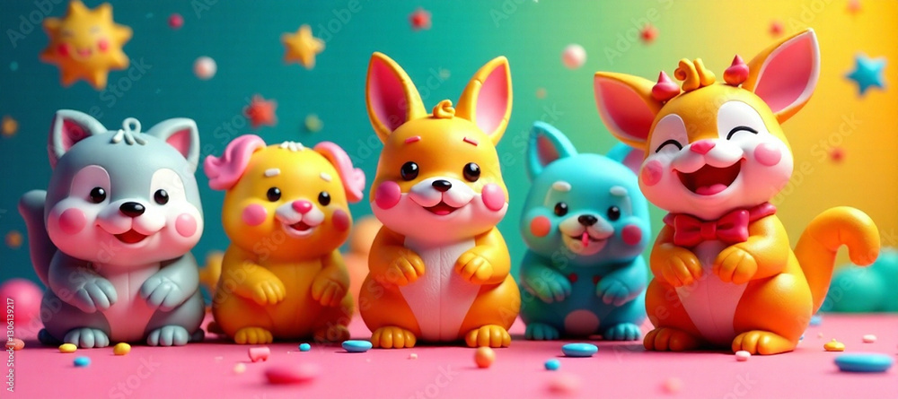 Vibrant toy packaging designs bursting with whimsical characters and playful elements, set against a colorful background that evokes childhood nostalgia. Vibrant toy packaging designs bursting with whimsical characters and playful elements, set against a colorful background that evokes childhood nostalgia.