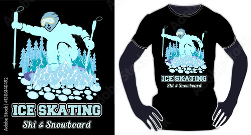 Skateboarding and Skating Meet Ski and Snowboard t shirt design in an Epic Winter Adventure