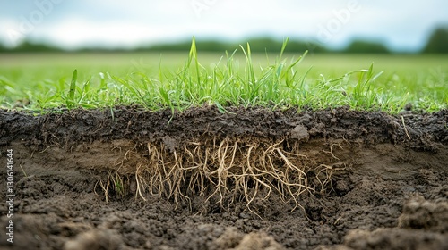 Grass Roots Soil Profile Showing Growth And Structure