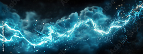 Lightning cracked through the heavy rain, illuminating the dark sky with fierce, jagged streaks.