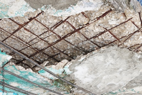 Collapse and spalling concrete ceiling