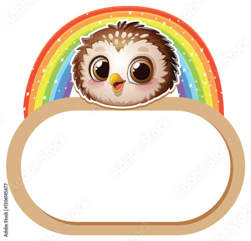 Cute Owl with Rainbow Frame