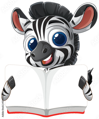 Zebra Reading a Book Illustration