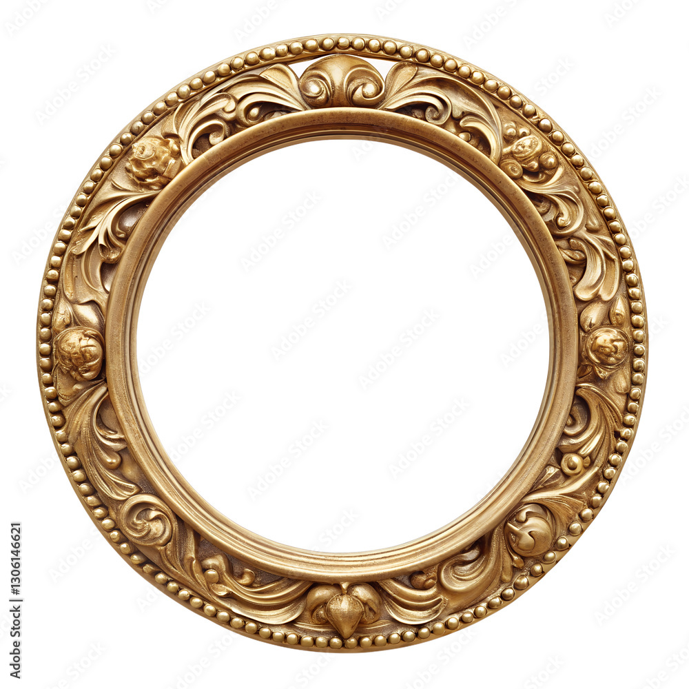 antique circle picture frame isolated on white background antique circle picture frame isolated on white background
