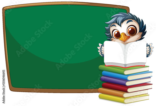 Owl Reading by the Blackboard